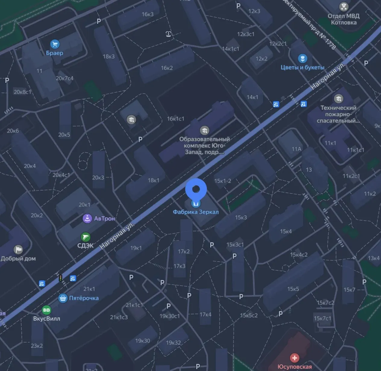 Выставочный зал Московской Зеркальной Фабрики на Яндекс картах